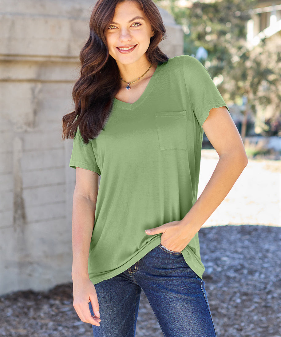 Basic Bae Bamboo Full Size  V-Neck Short Sleeve T-Shirt