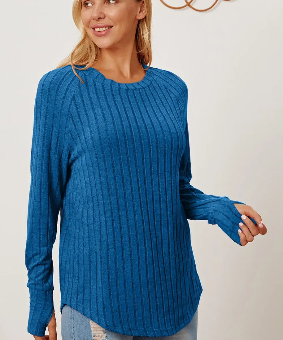 Basic Bae Full Size Ribbed Thumbhole Sleeve T-Shirt