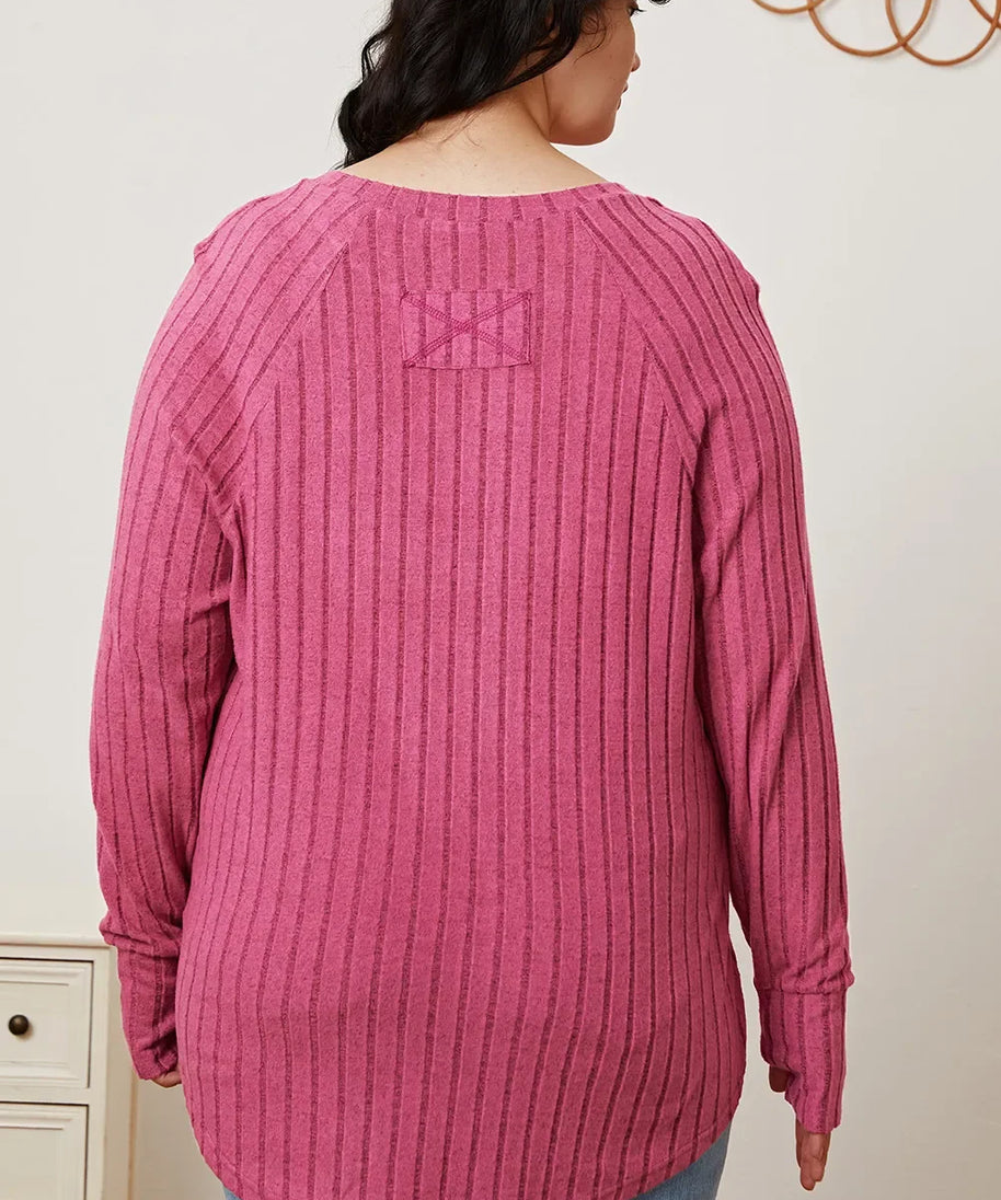 Basic Bae Full Size Ribbed Thumbhole Sleeve T-Shirt