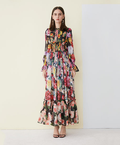 Floral Long Dress for Women - Princess Style Dress