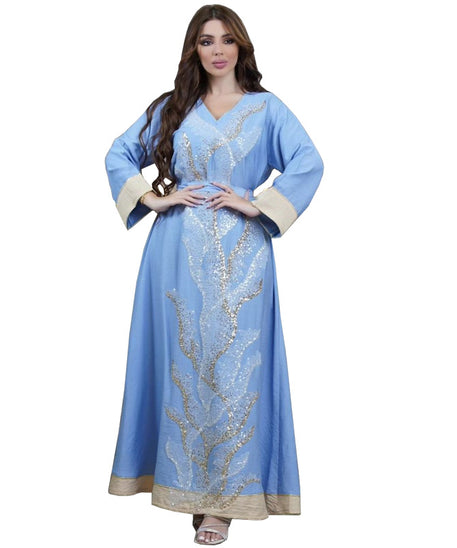 AB330 Fashionable Muslim Abaya with Sequin Embroidery
