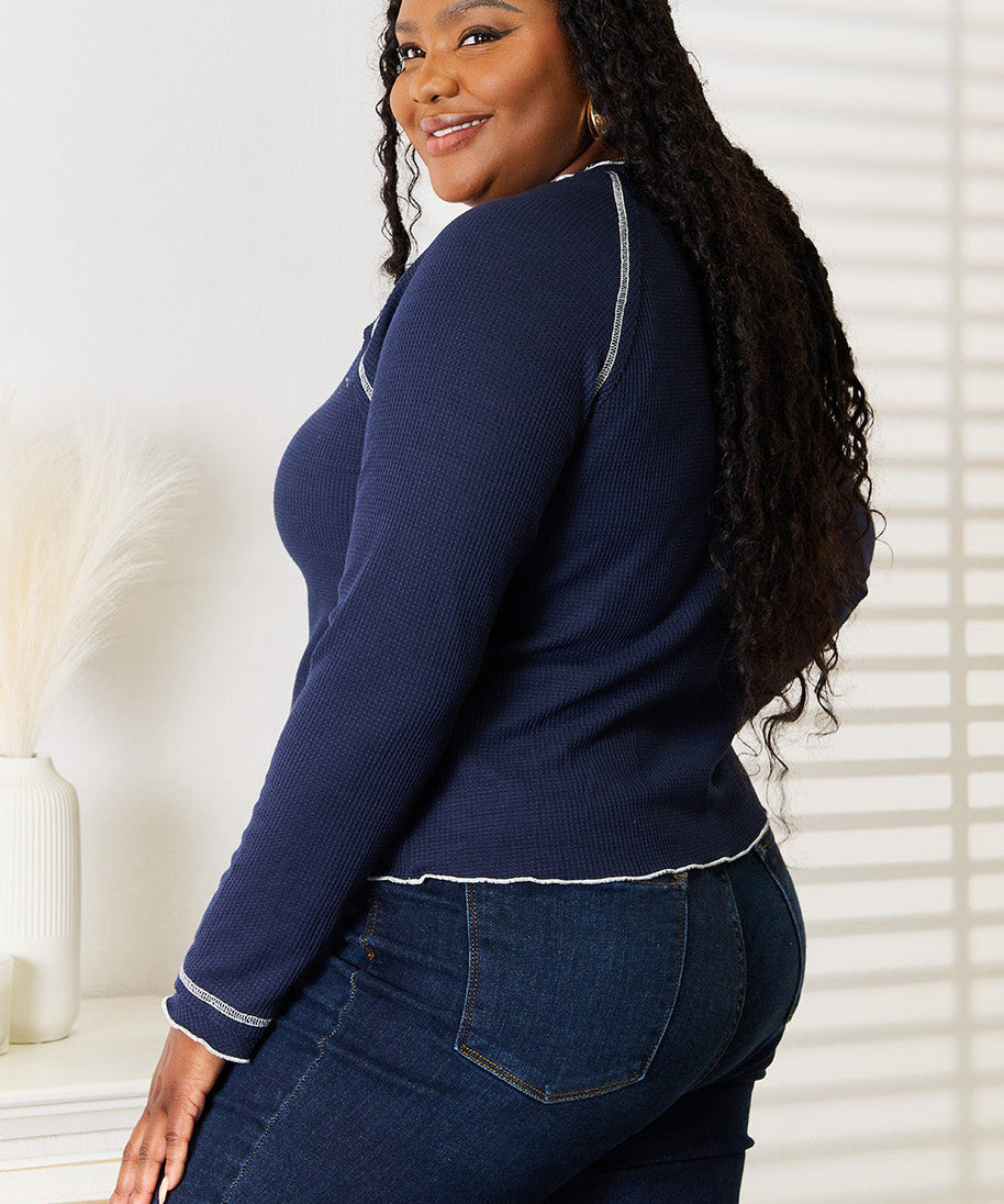 Basic Bae Long Raglan Sleeve Round Neck Top