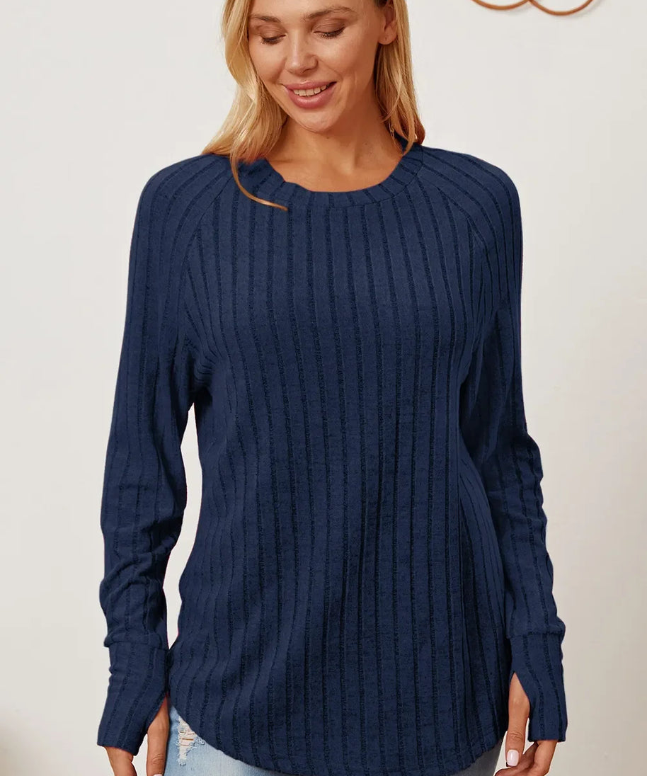 Basic Bae Full Size Ribbed Thumbhole Sleeve T-Shirt
