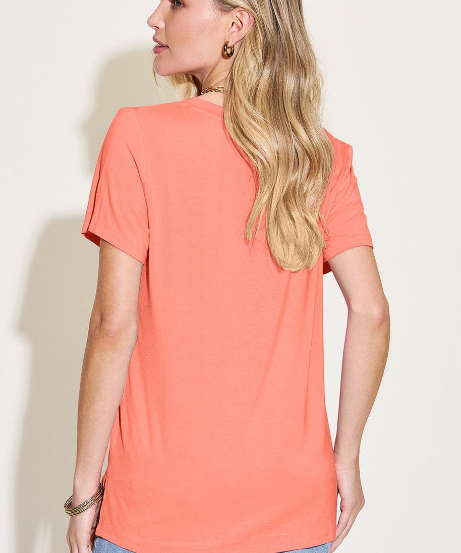 Basic Bae Bamboo Full Size V-Neck High-Low T-Shirt