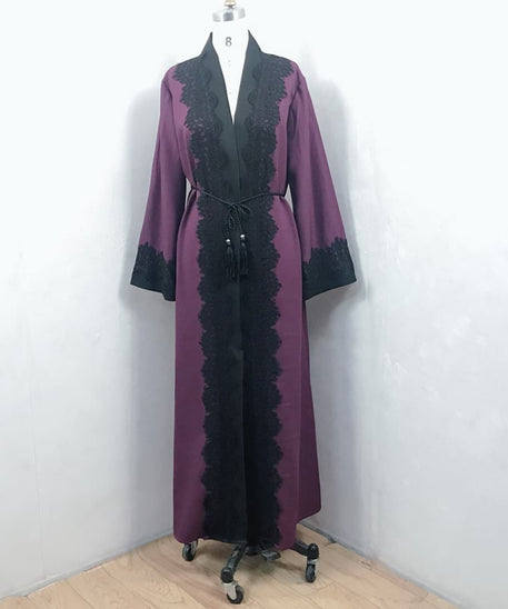 Muslim Women's Lace Dress and Cardigan Robe