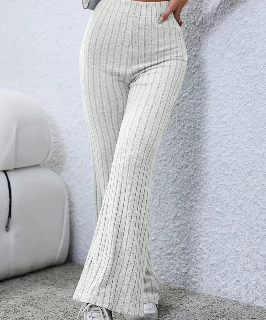 Basic Bae Full Size Ribbed High Waist Flare Pants