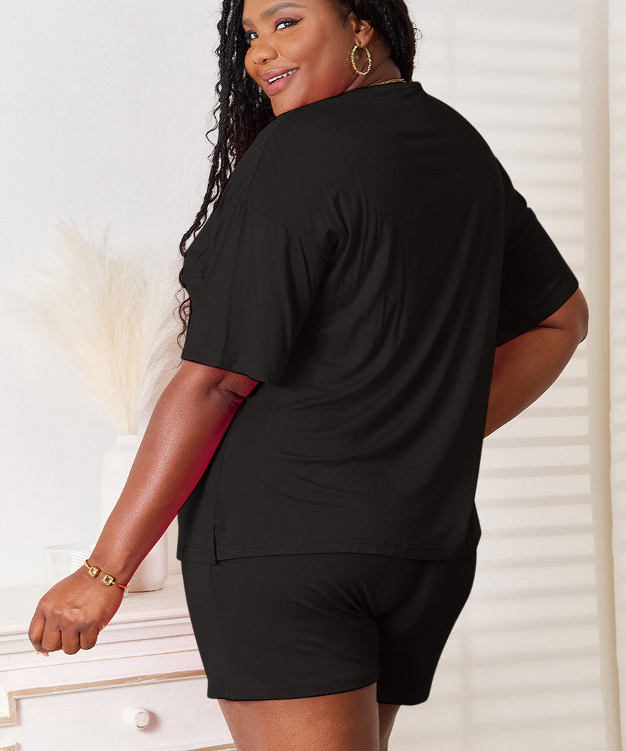 Basic Bae Full Size Soft Rayon Half Sleeve Top and Shorts Set