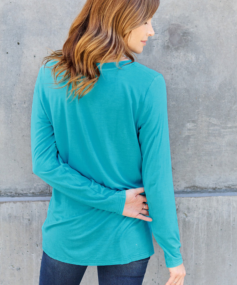 Basic Bae Full Size V-Neck Long Sleeve Top