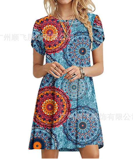 Printed Pocket Dress for Women