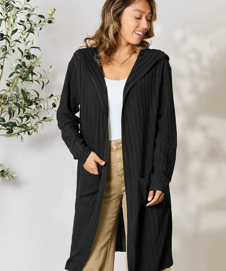 Basic Bae Full Size Hooded Sweater Cardigan