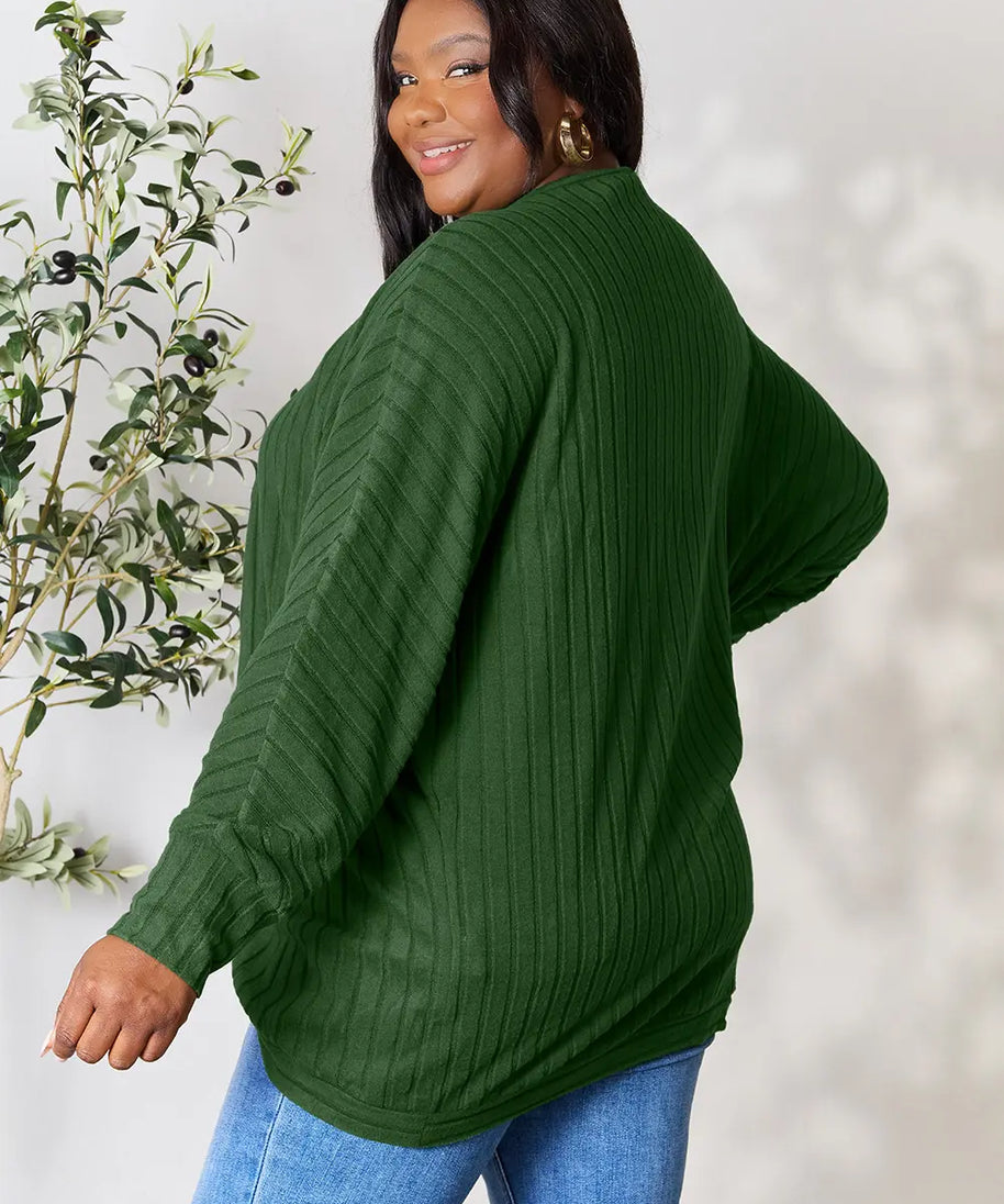 Basic Bae Full Size Ribbed Cocoon Cardigan