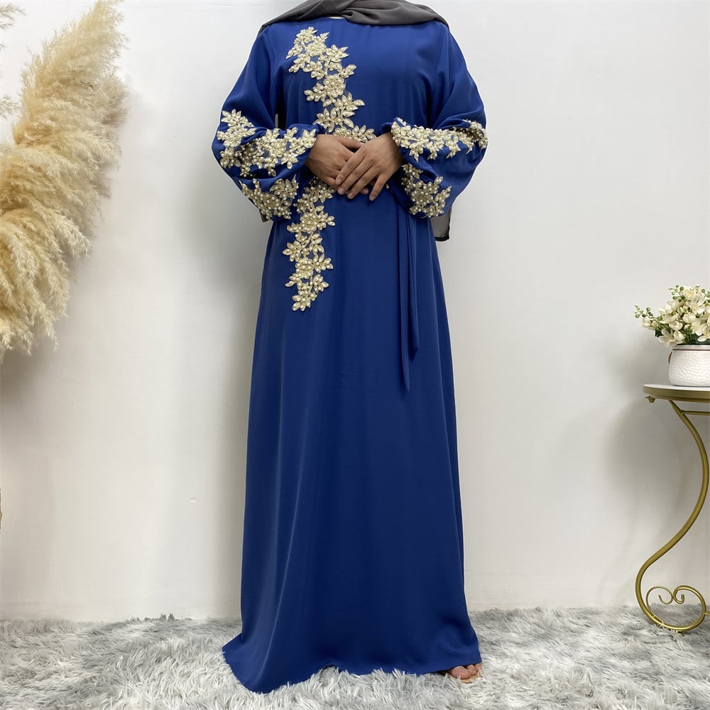 Muslim Dress with Fashion Lace and Beaded Design
