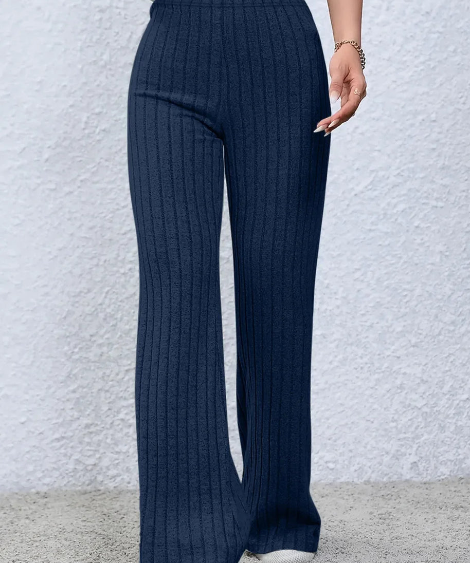 Basic Bae Full Size Ribbed High Waist Flare Pants