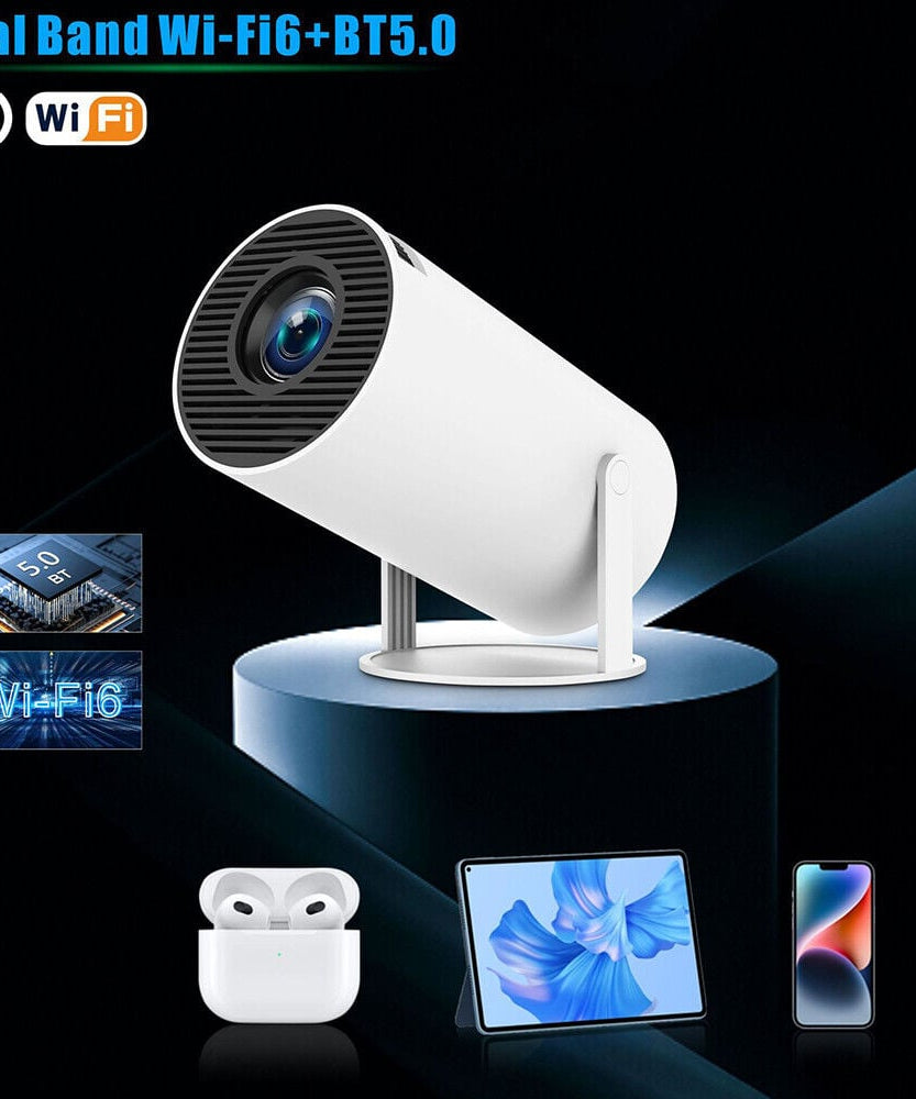 Smart LED Projector 4K Support | WiFi 6 Bluetooth 5.0 Android 11 | 130" Home Theater Projector