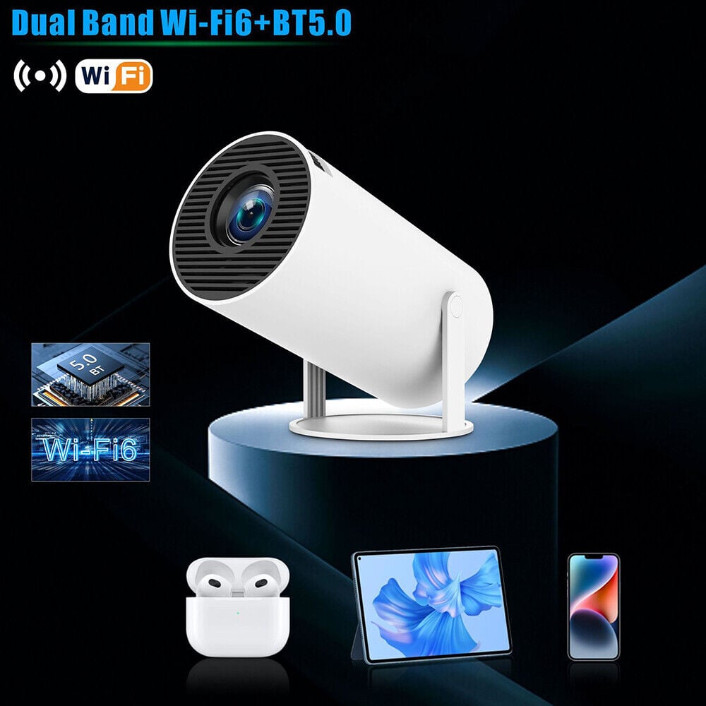 Smart LED Projector 4K Support | WiFi 6 Bluetooth 5.0 Android 11 | 130" Home Theater Projector