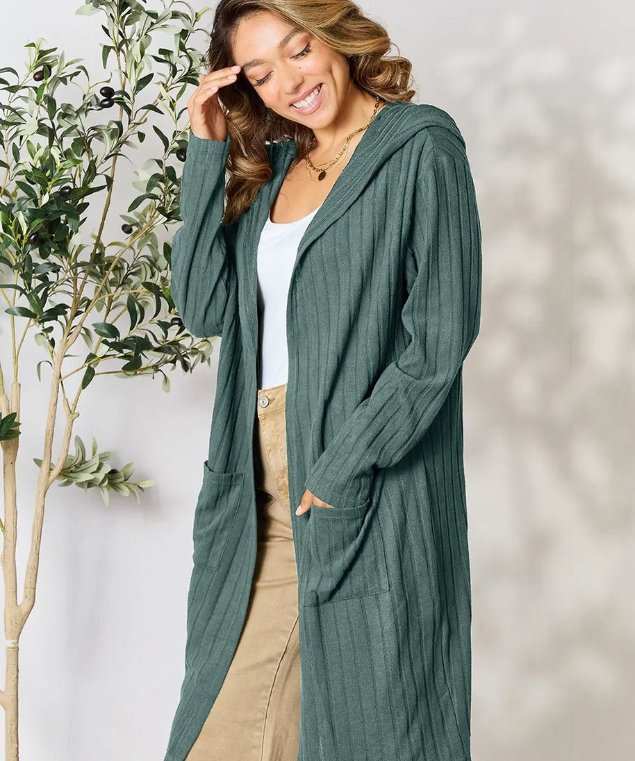 Basic Bae Full Size Hooded Sweater Cardigan