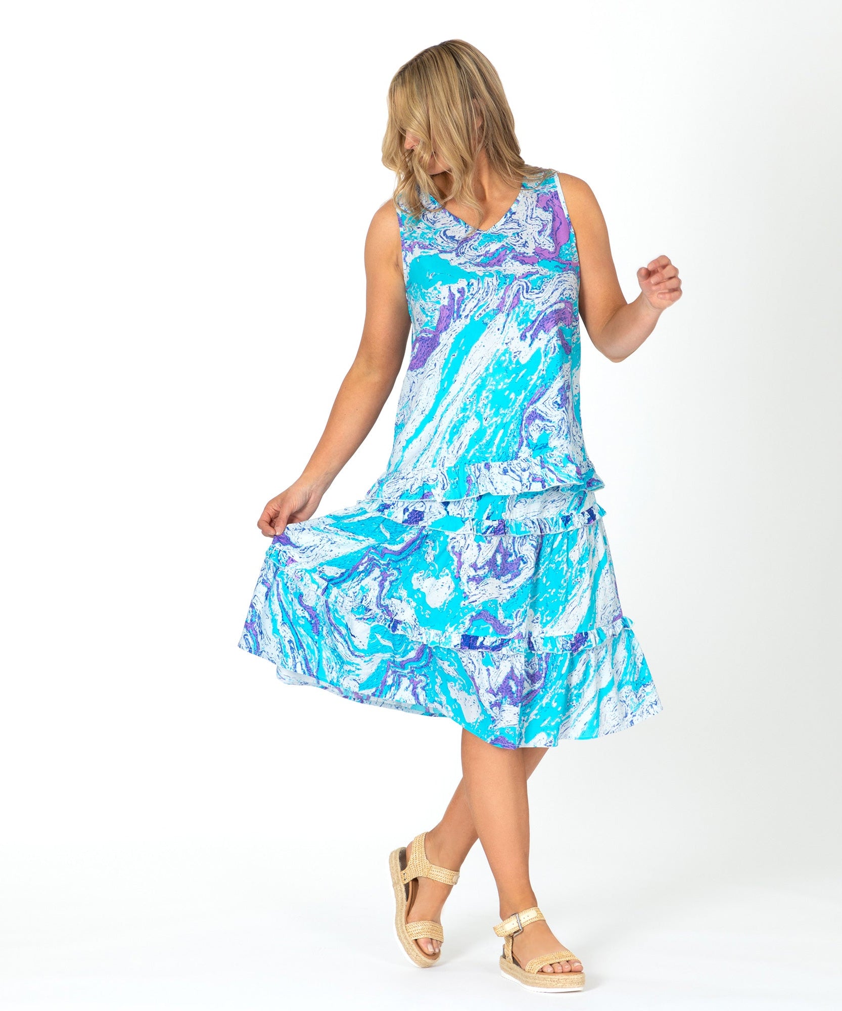 Swirl Dye Ruffle Separates