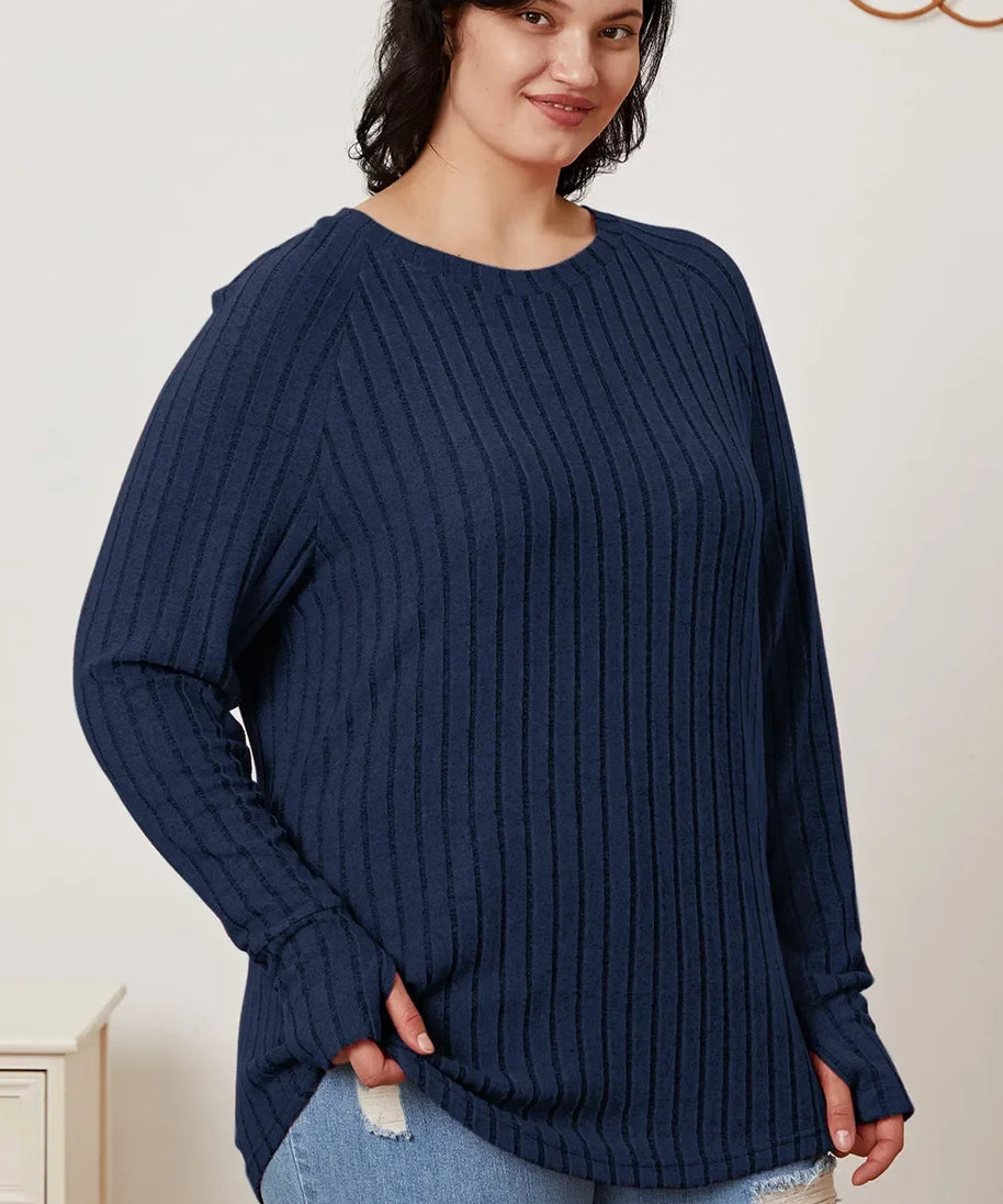 Basic Bae Full Size Ribbed Thumbhole Sleeve T-Shirt