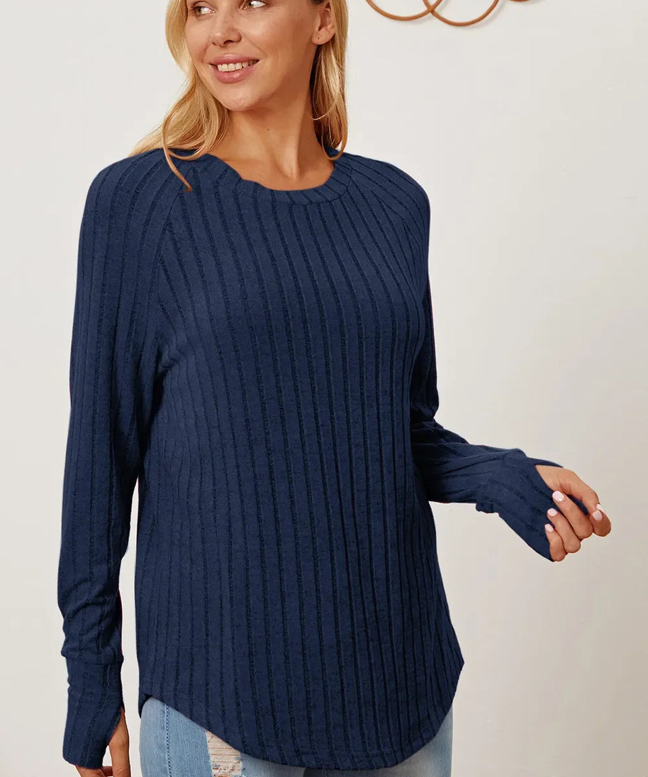 Basic Bae Full Size Ribbed Thumbhole Sleeve T-Shirt