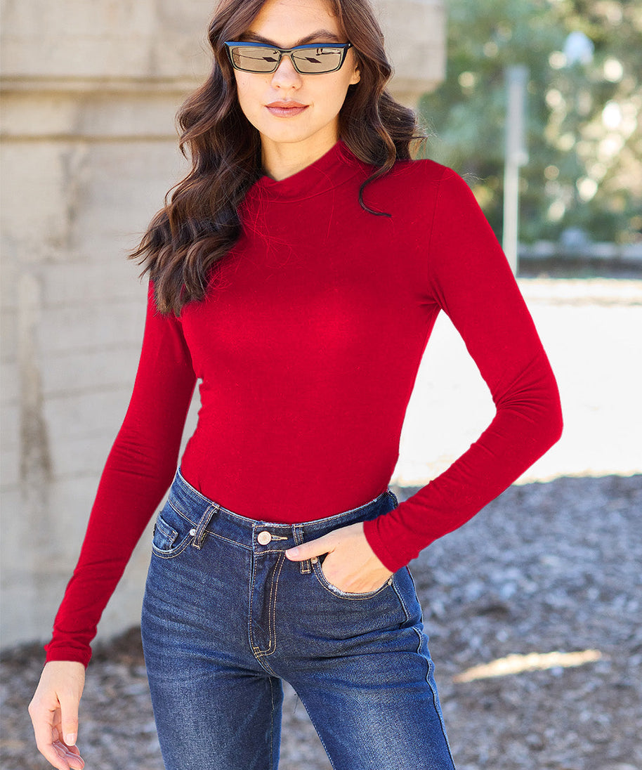 Basic Bae Full Size Mock Neck Long Sleeve Bodysuit