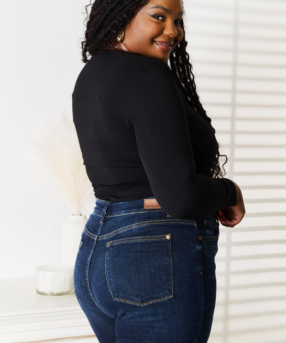 Basic Bae Asymmetrical Neck Long Sleeve Top