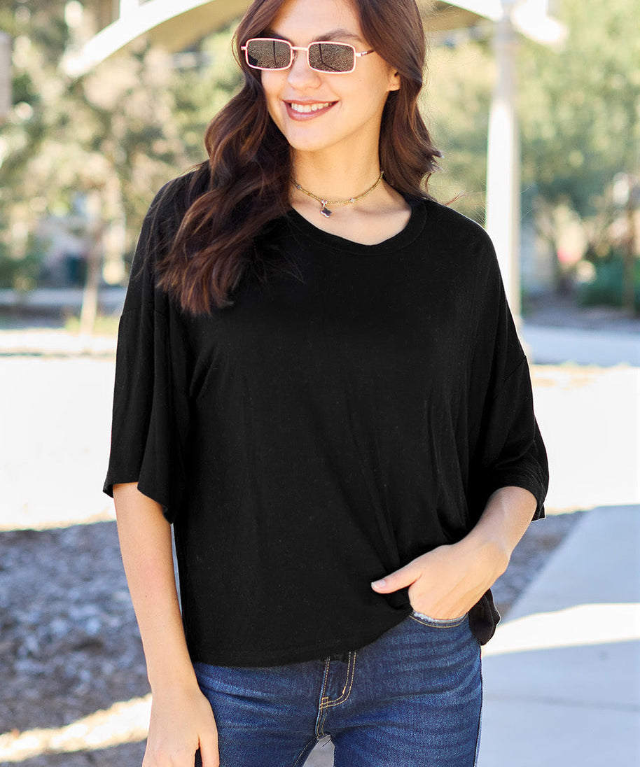 Basic Bae Full Size Round Neck Drop Shoulder T-Shirt