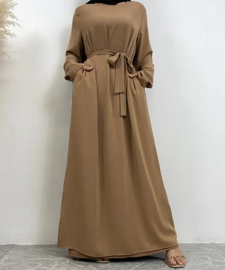 Women's Lace Up Pocket Muslim Dress