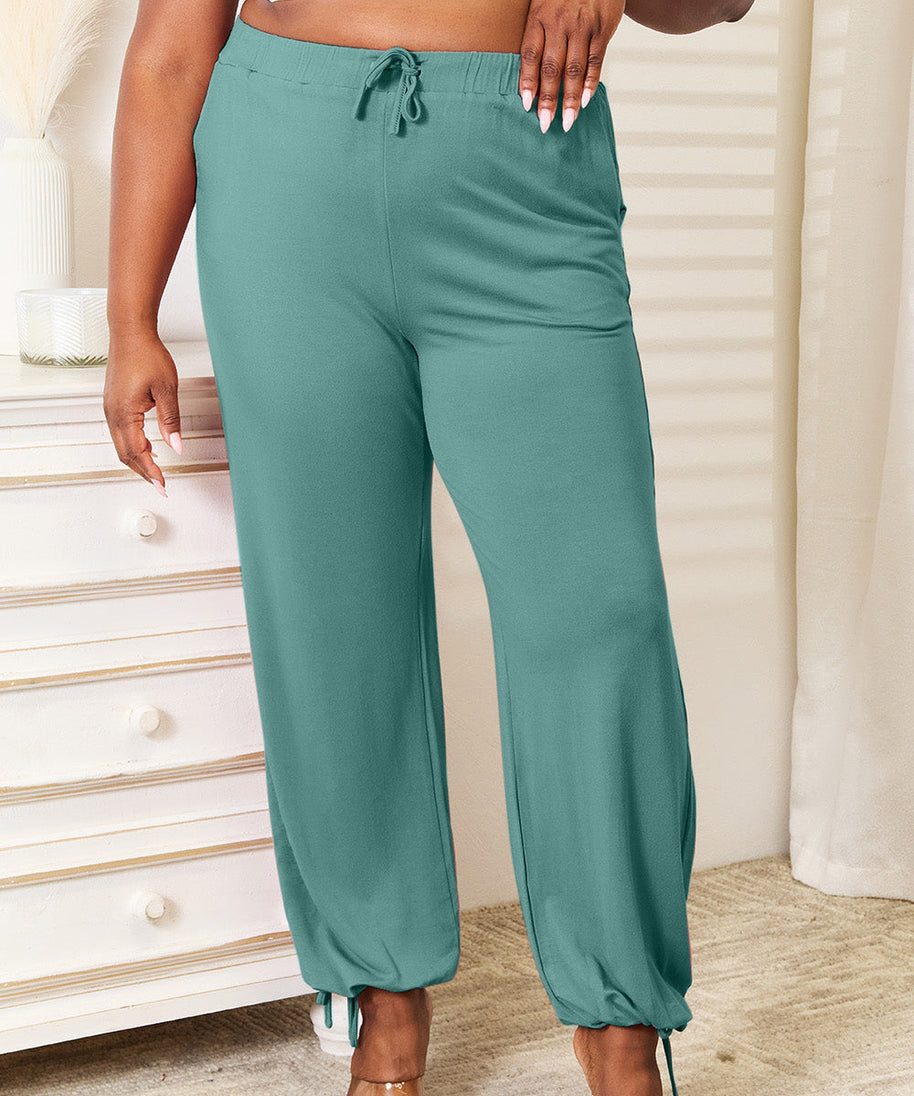 Basic Bae Full Size Soft Rayon Drawstring Waist Pants with Pockets