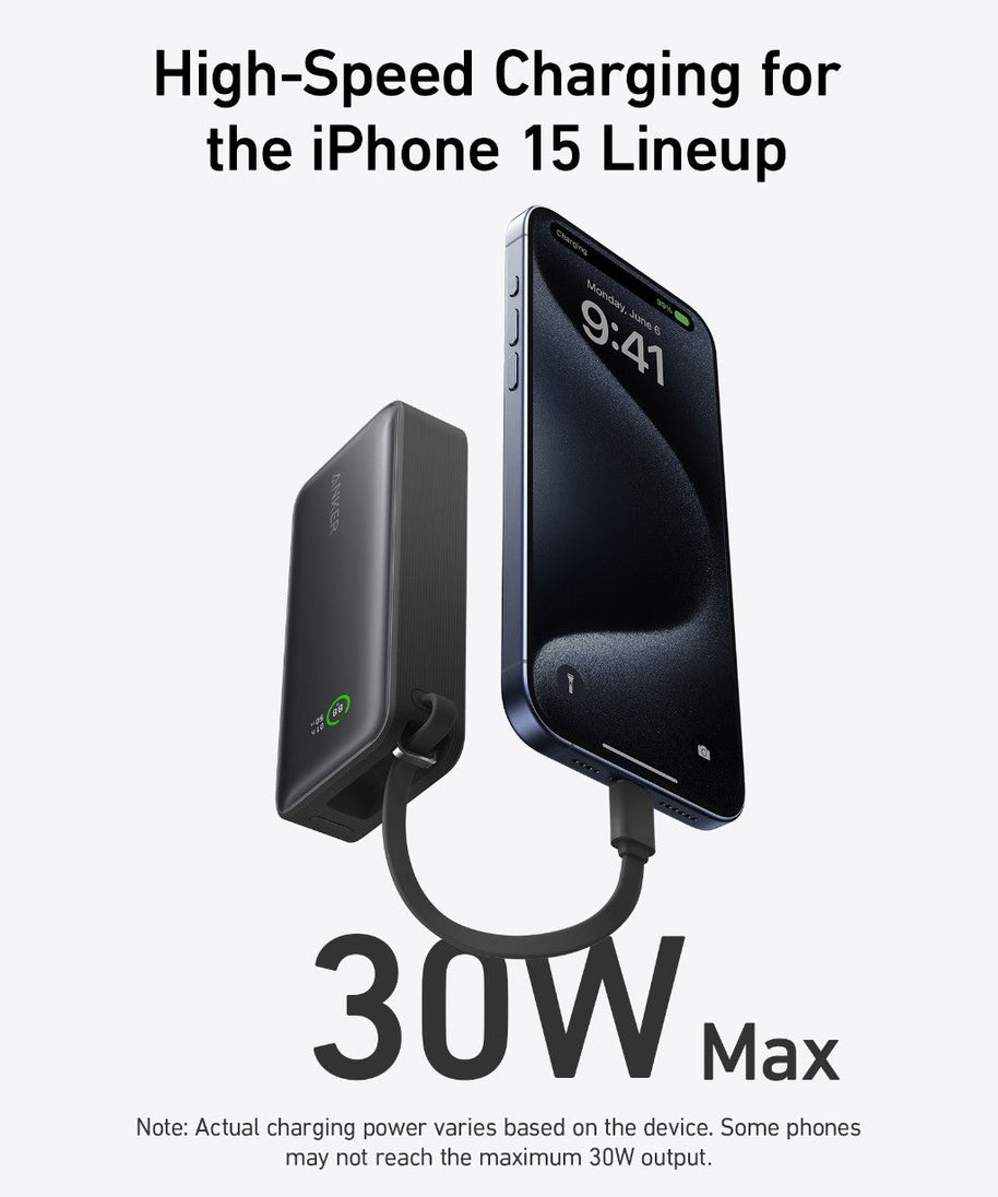 Anker Nano Power Bank (30W, Built-In USB-C Cable)