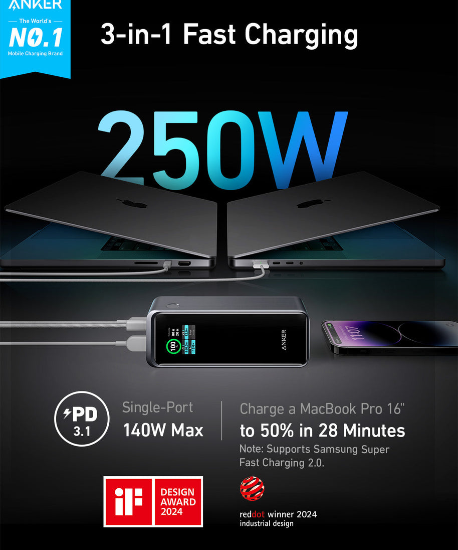 Anker Prime 27,650mAh Power Bank (250W) and 100W Charging Base