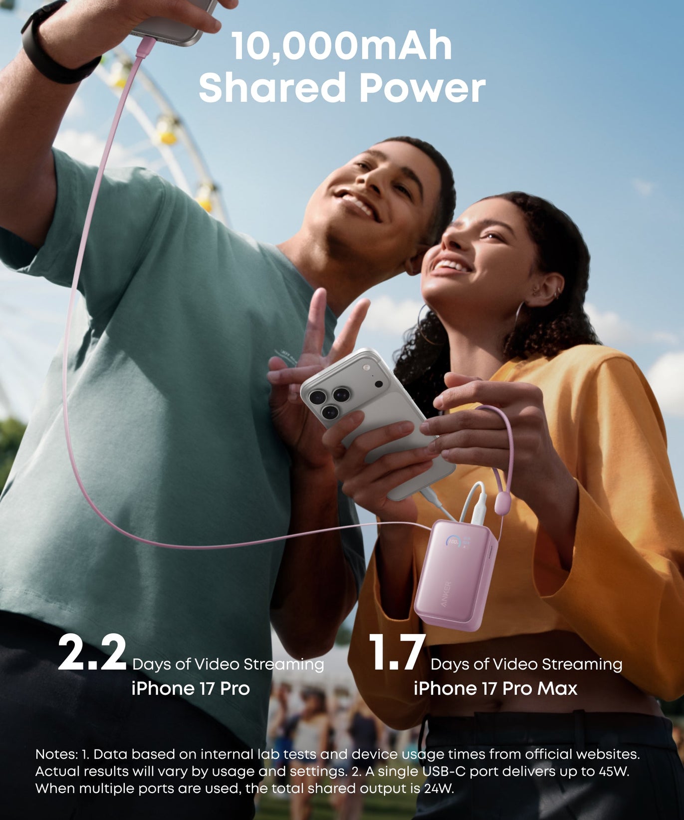 Anker Nano Power Bank (10K, 45W, Built-In Retractable USB-C Cable)
