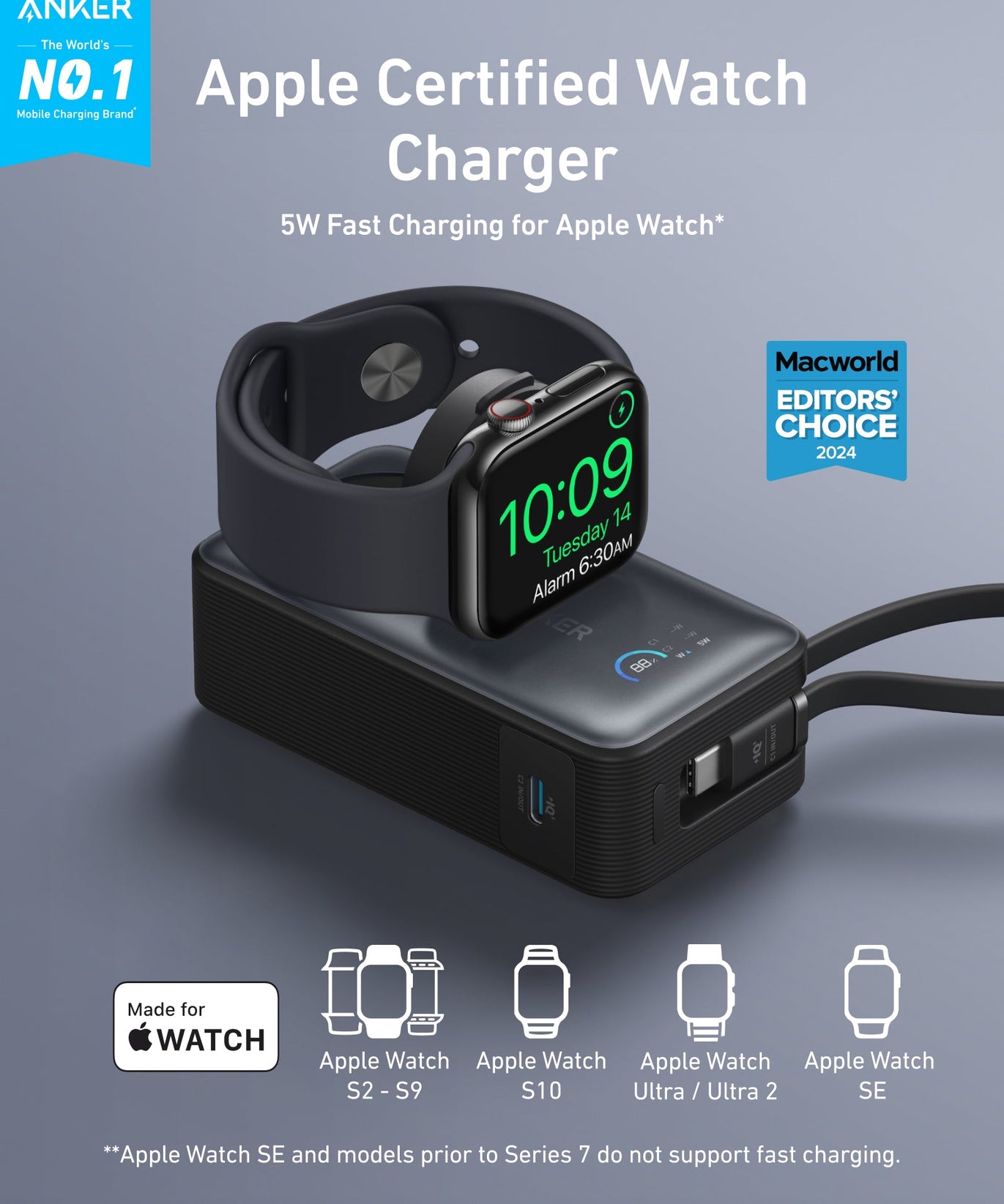 Anker MagGo Power Bank (10K, 35W, For Apple Watch)