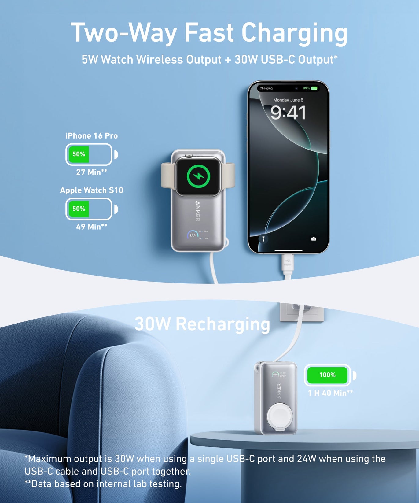 Anker MagGo Power Bank (10K, 35W, For Apple Watch)