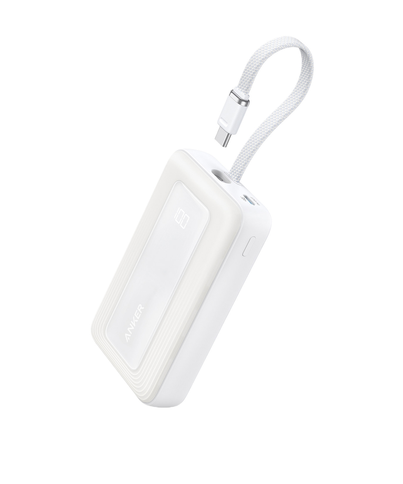 Anker Zolo Power Bank (10K, 30W) with a 5.4-inch (13.7 cm) built-in USB-C cable.