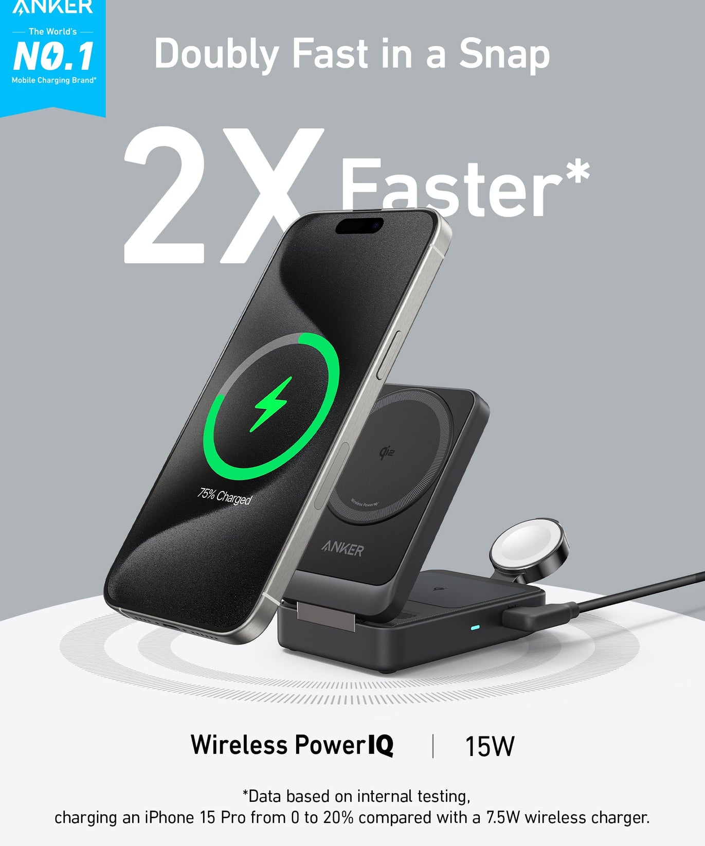 Anker MagGo Wireless Charging Station (Foldable 3-in-1)