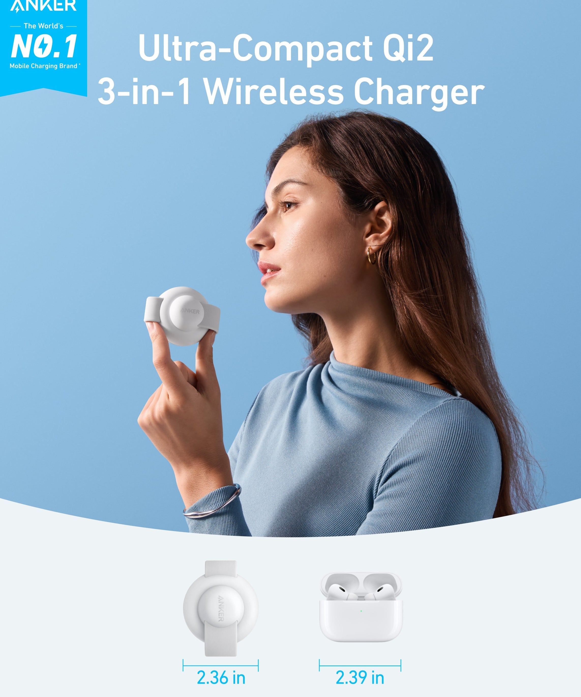 Anker MagGo Wireless Charging Station (3-in-1, Foldable Pad)