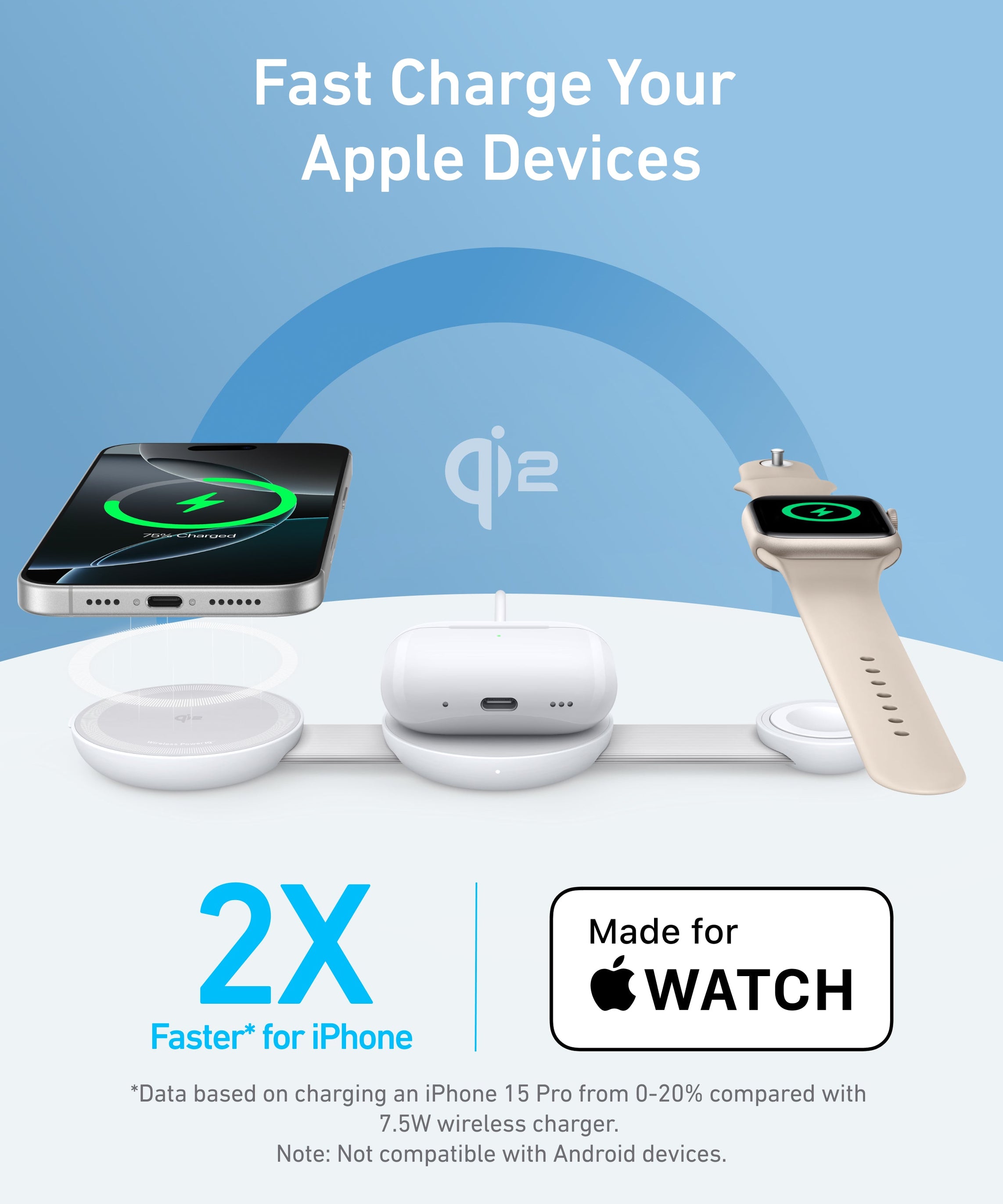 Anker MagGo Wireless Charging Station (3-in-1, Foldable Pad)