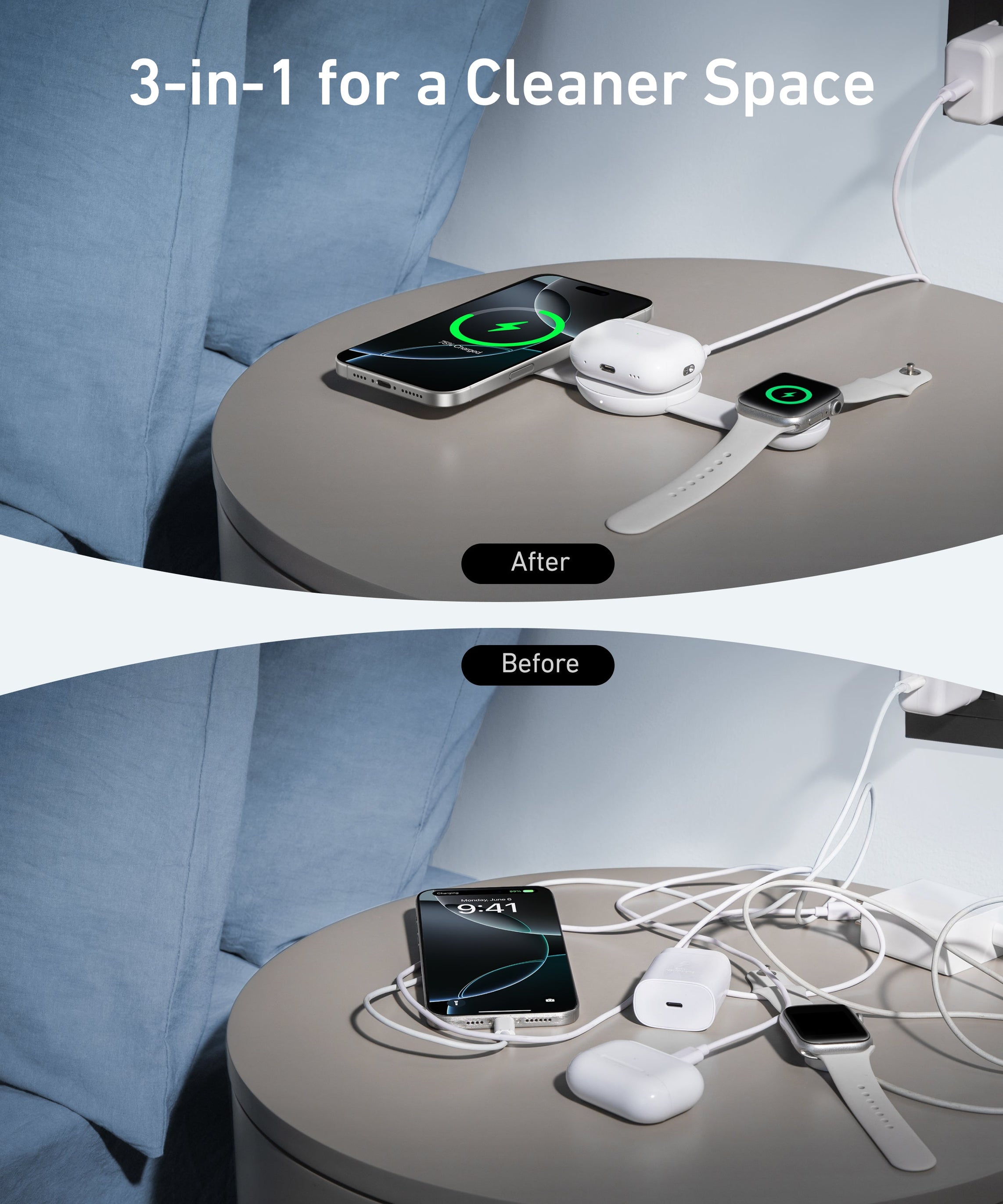 Anker MagGo Wireless Charging Station (3-in-1, Foldable Pad)