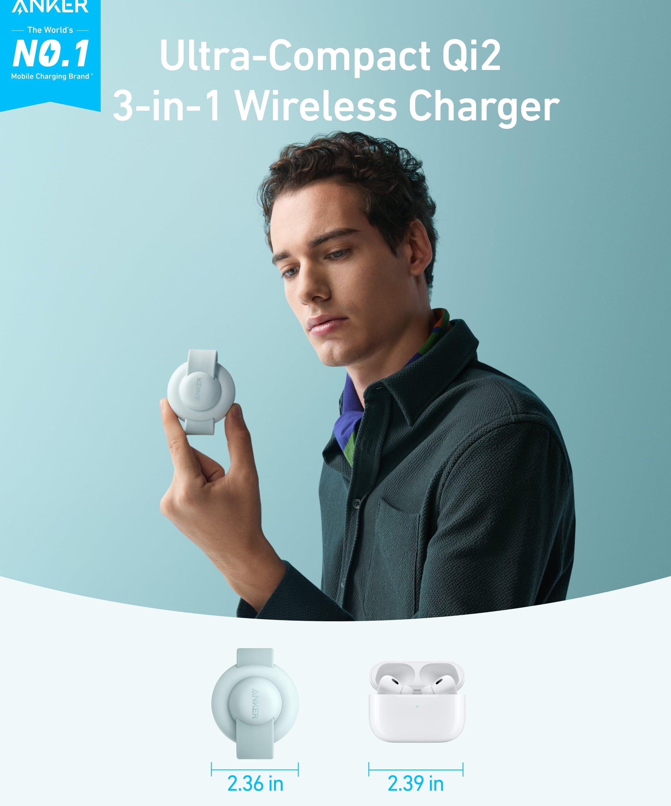 Anker MagGo Wireless Charging Station (3-in-1, Foldable Pad)
