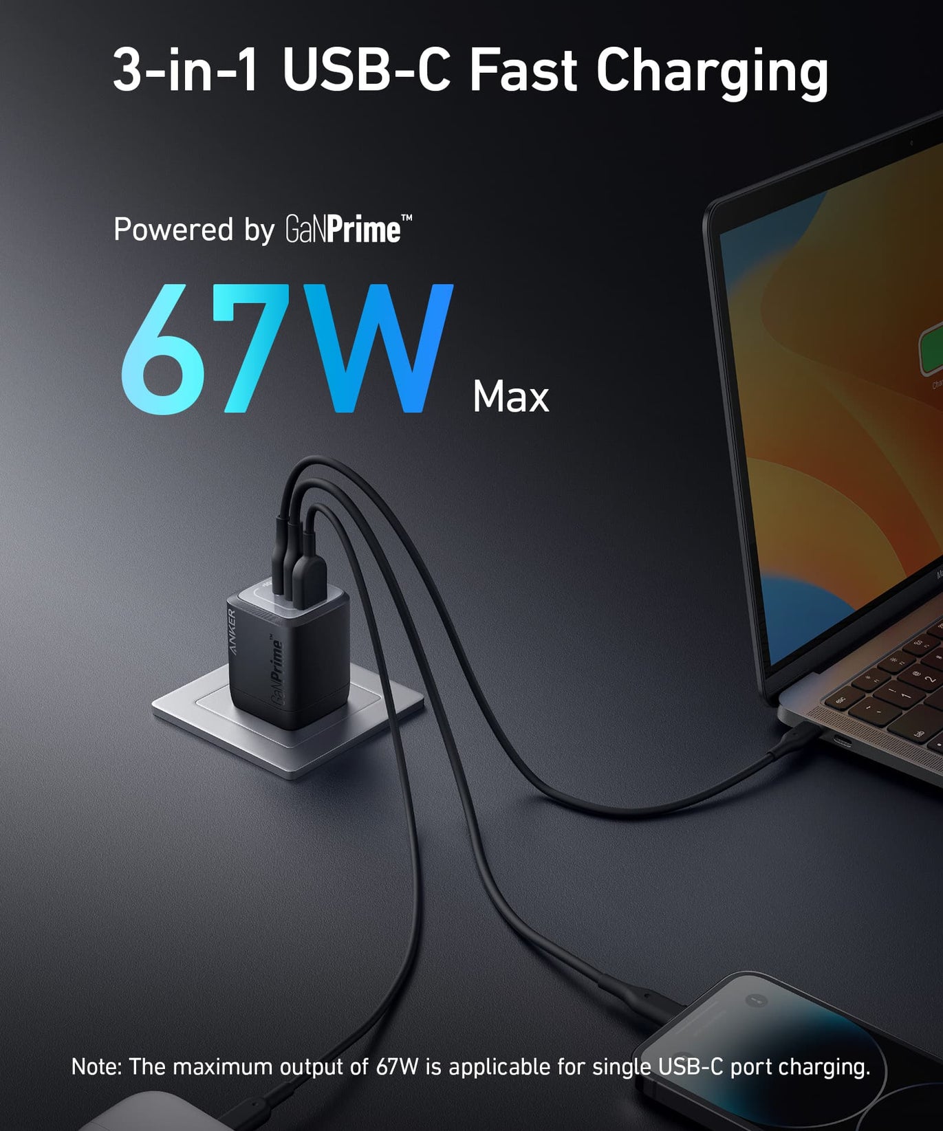 Anker Prime 67W GaN Wall Charger (3 Ports)