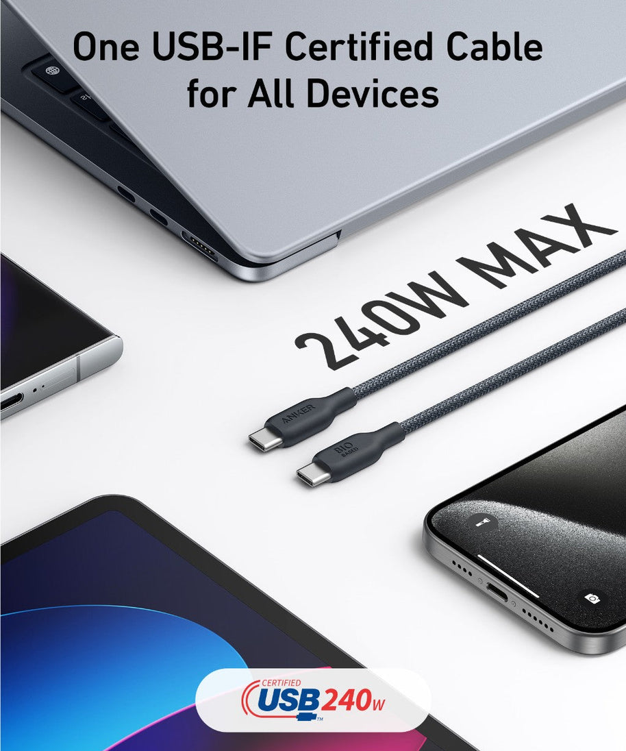 Anker <b>543</b> USB C to USB C Cable (240W, 10 ft)