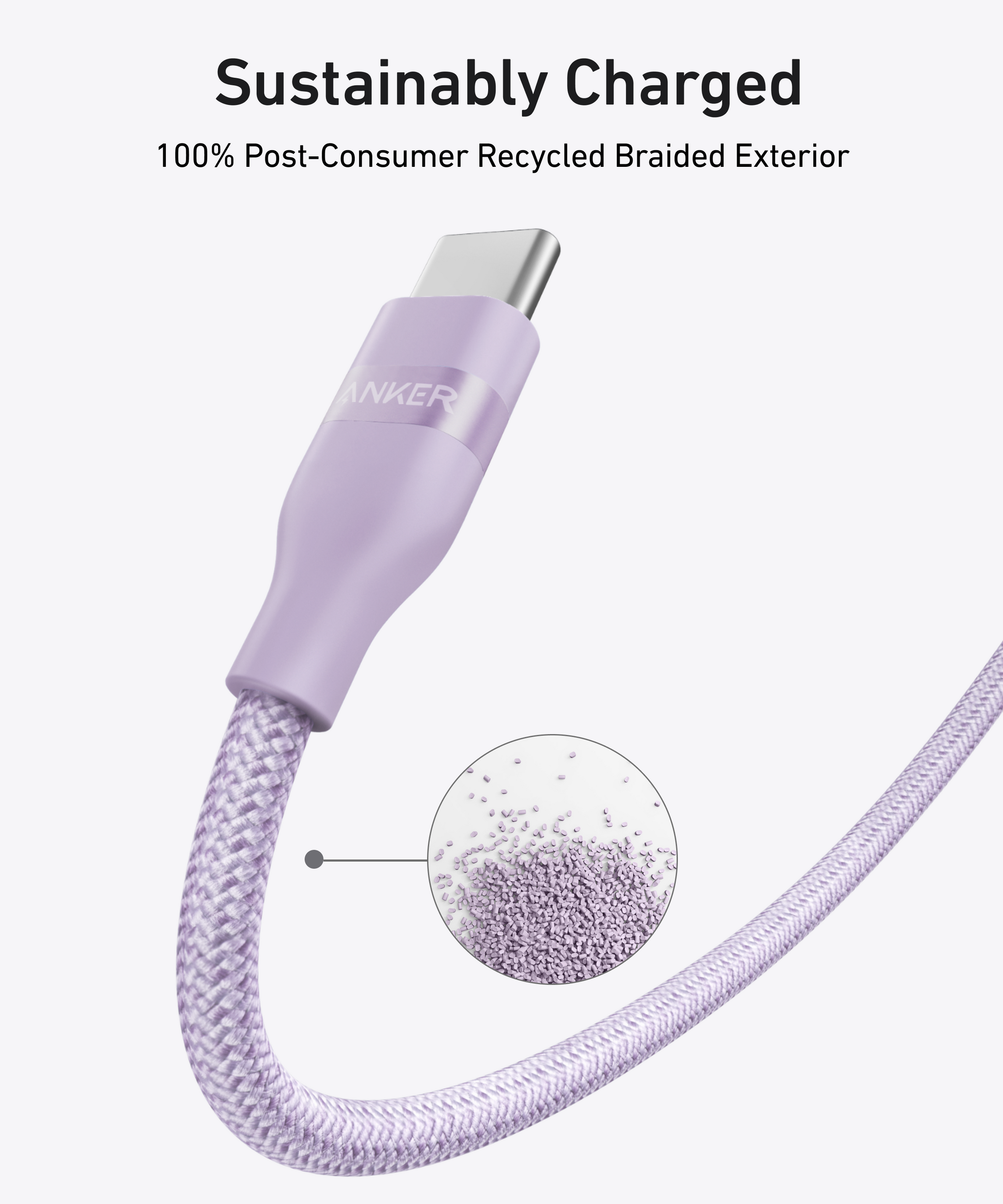 Anker USB-C to USB-C Cable (3 ft / 6 ft, 240W, Upcycled-Braided)