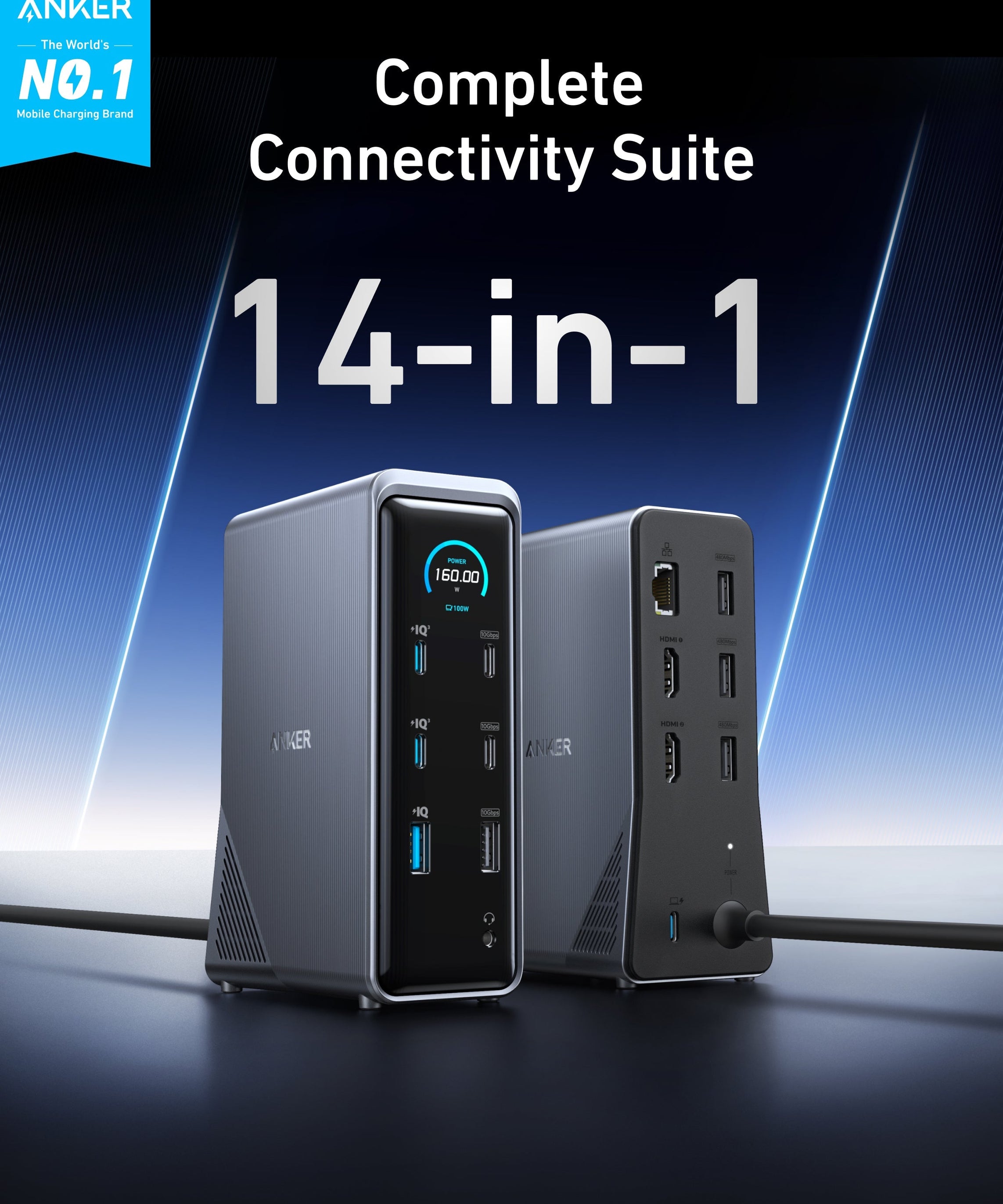 Anker Prime Charging Docking Station (14-in-1, Dual Display, 160W)