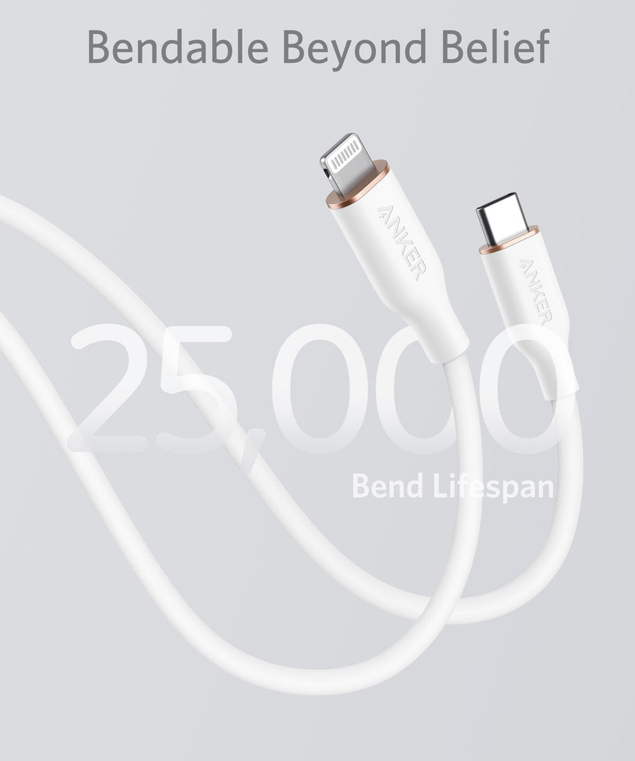 Anker <b>641</b> USB-C to Lightning Cable (Flow, 3 ft Silicone)