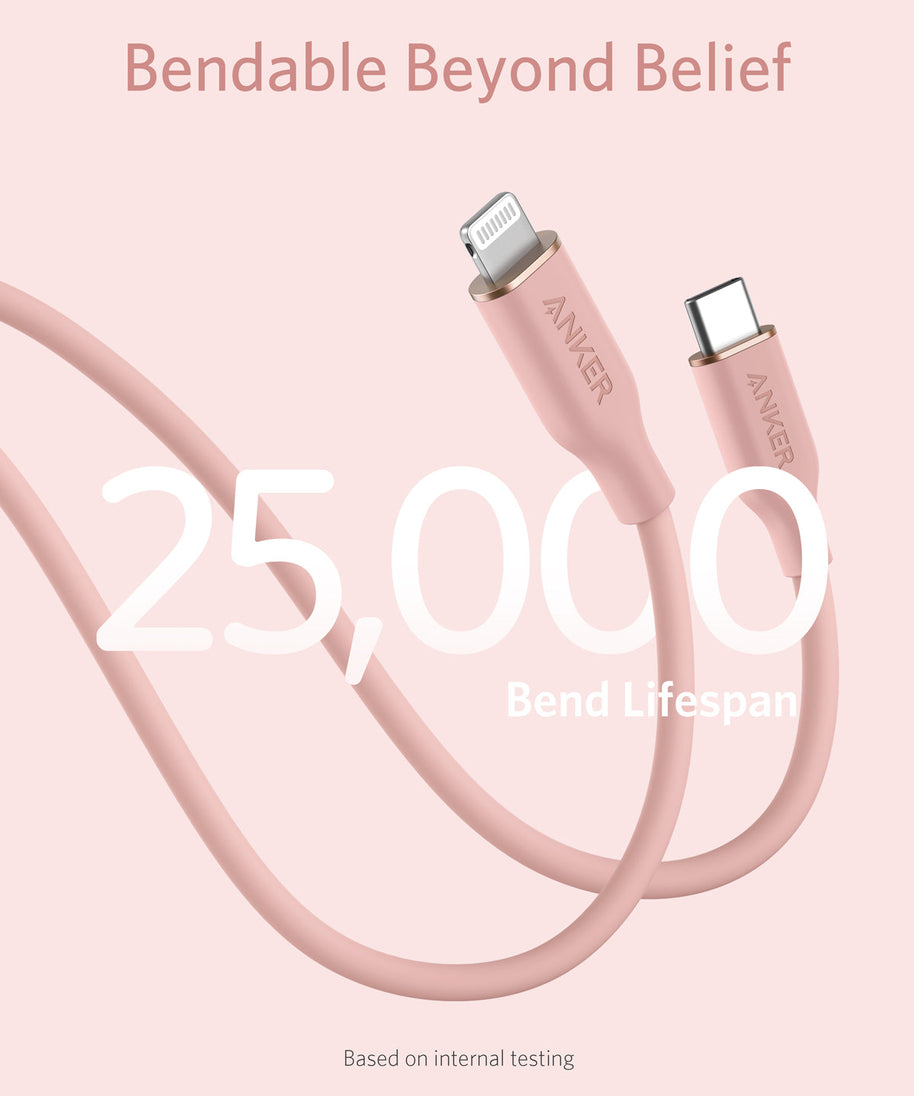Anker <b>641</b> USB-C to Lightning Cable (Flow, 3 ft Silicone)