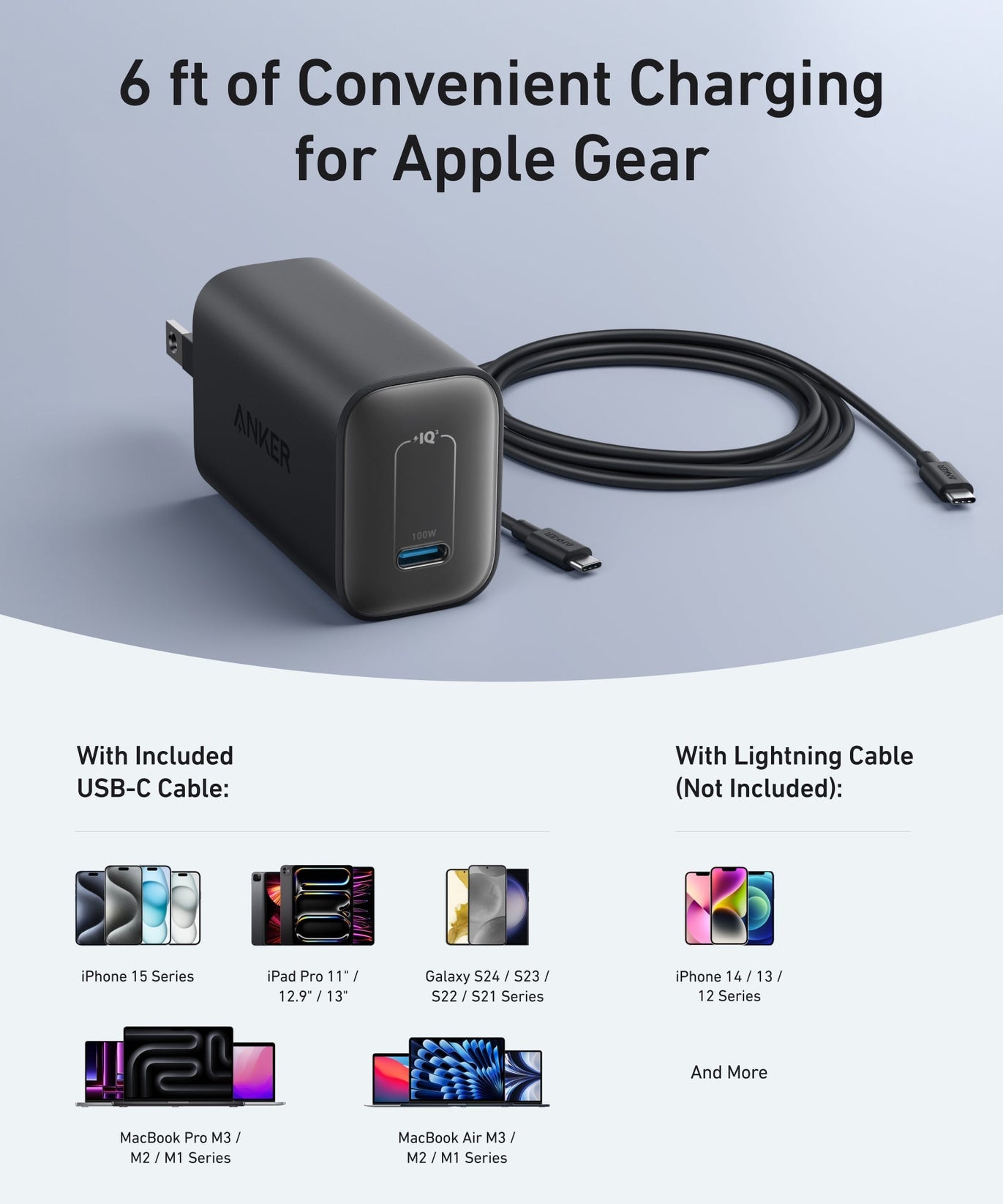 Anker Nano Charger (100W) with USB-C Cable