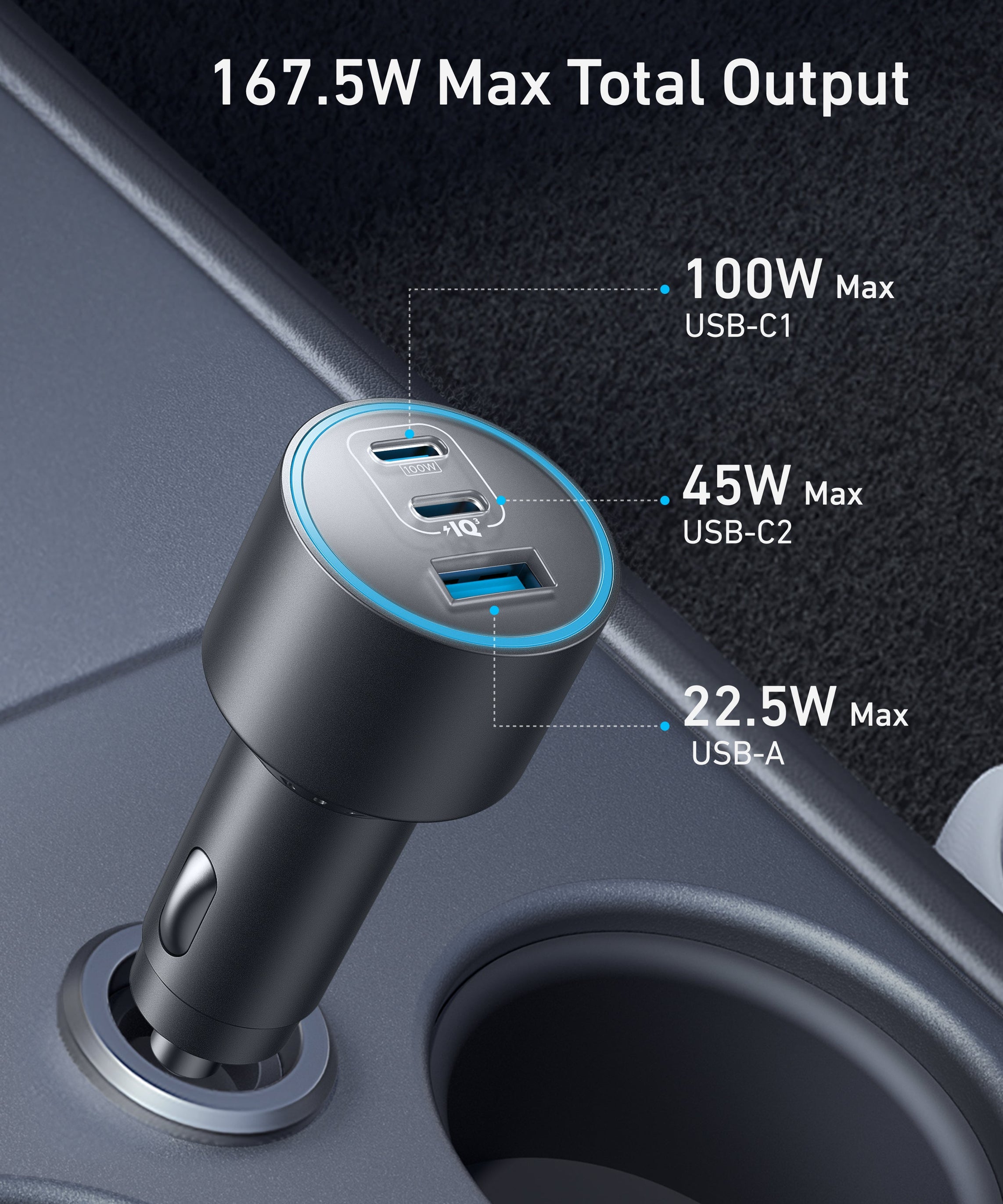 Anker Nano Car Charger (167.5W, 3 Ports)
