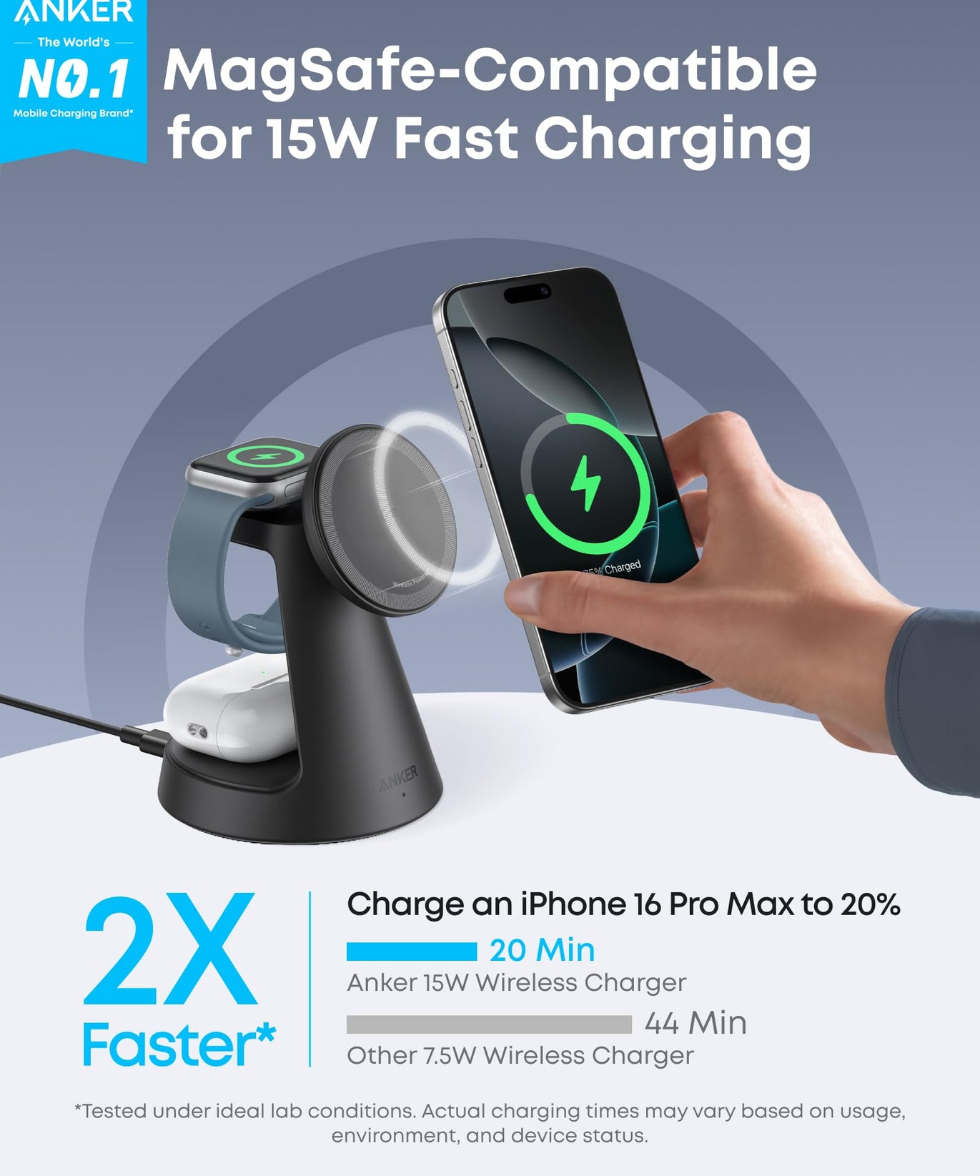 Anker MagGo Wireless Charging Station (3-in-1, Dock Stand)