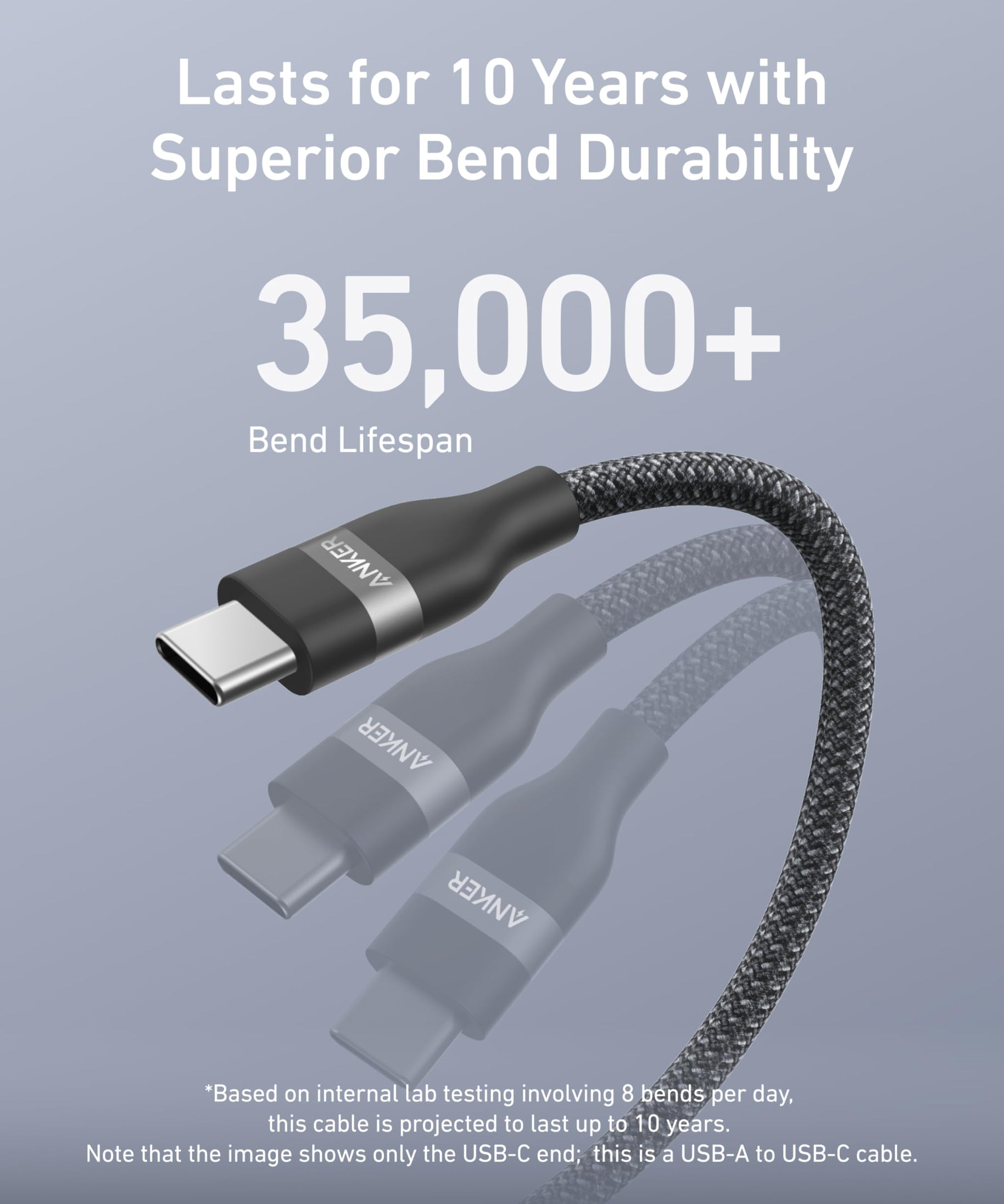Anker USB-A to USB-C Cable (3 ft / 6 ft, Upcycled-Braided)