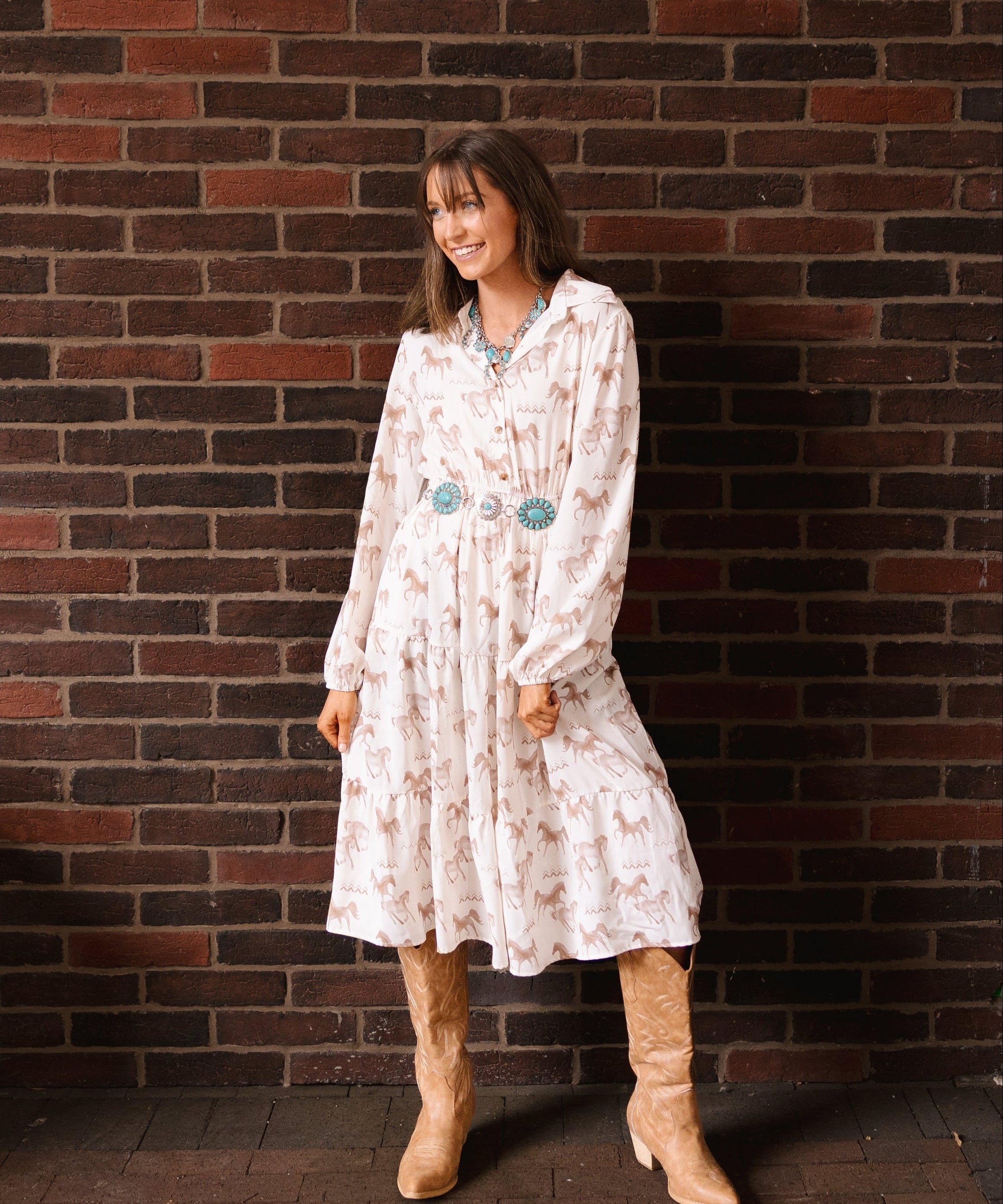 Horse Print Shirt Dress